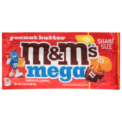 M&M's Chocolate Candies, Peanut Butter, Mega, Share Size