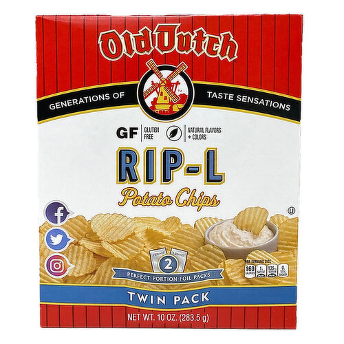 Old Dutch Foods Rip-L Potato Chips Twin Pack