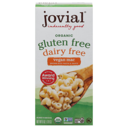 Jovial Rice Pasta & Sauce, Gluten Free, Vegan Mac, Brown