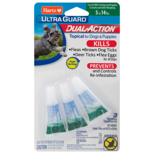 Hartz Ultra Guard Topical for Dogs & Puppies, Dual Action, Kills