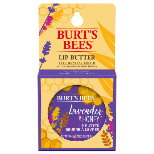 100% natural origin with responsibly sourced butters. Indulge your lips with Burt’s bees lip butter. Made with calming lavender extract and enriching honey. Ingredients from nature. Formulated without parabens, phthalates, petrolatum or SLS. Cruelty free. Leaping bunny certified. Responsibly sourcing.