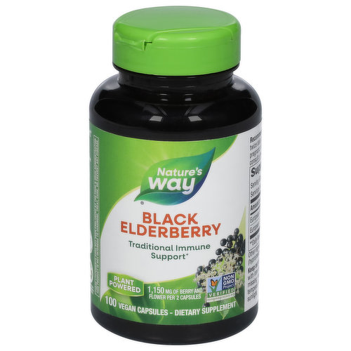 Nature's Way Traditional Immune Support, Black Elderberry, 1,150 mg, Vegan Capsules