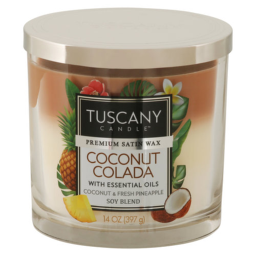 Tuscany Candle Candle, Premium Satin Wax, Coconut Colada