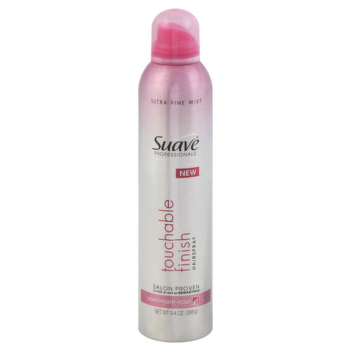 Salon proven to hold as well as Sebastian (Based on salon testing using Sebastian Zero Gravity hairspray. Sebastian and Zero Gravity are registered trademarks of Sebastian International, Inc). Salon quality. This lightweight workable spray can be used during styling to create the shape and to finish the look. Style stays in place, yet is touchable. The humidity defense complex helps smooth away frizz and flyaways. For brushable, weightless hold. Rethink salon hair. For more stylist tips, visit - www.suave.com/styling. The Suave Promise: We guarantee your full satisfaction. For details, visit www.suave.com or call us. Meets CA and NY Clean Air Standards. Made in USA.