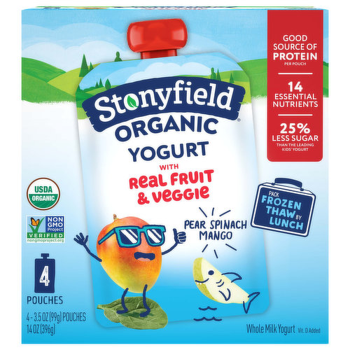 Stonyfield Organic Yogurt, Whole Milk, Pear Spinach Mango