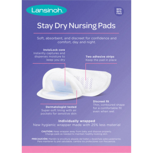Lansinoh Stay Dry Disposable Nursing Pads 60 Count Leak Proof