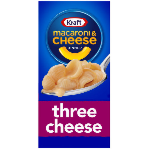 KRAFT Macaroni and Cheese Three Cheese is a convenient boxed dinner. Kids and adults love the delicious taste of mini-shell pasta with cheesy goodness. Our 7.25 ounce mac and cheese dinner includes mini-shell pasta and three cheese flavor cheese sauce mix, so you just need milk and margarine or butter to make a tasty mac and cheese. Macaroni and cheese is a quick dinner kids love. With no artificial flavors, no artificial preservatives, and no artificial dyes, KRAFT Macaroni and Cheese is always a great family dinner choice. Preparing macaroni and cheese is a breeze. Just boil the pasta for 8-10 minutes, drain the water and stir in the cheese mix, milk and margarine or butter. Now you can have your KRAFT Mac and Cheese and eat it too.