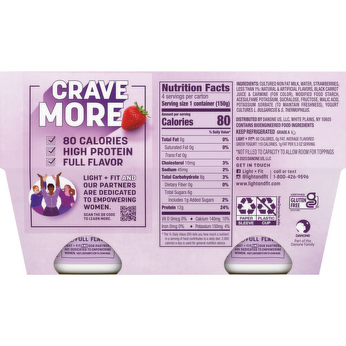 Dannon Light + Fit Fat Free Greek Strawberry Yogurt