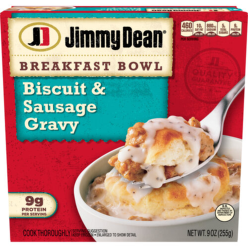 Jimmy Dean Jimmy Dean Breakfast Bowl, Biscuit & Sausage Gravy, Frozen, 9 oz Bowl