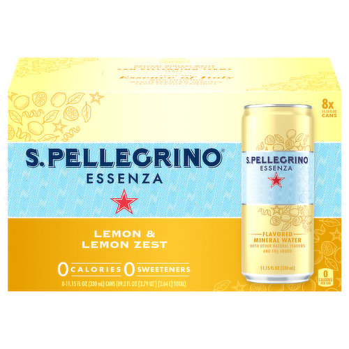 S.Pellegrino Essenza Mineral Water, Lemon & Lemon Zest Flavored