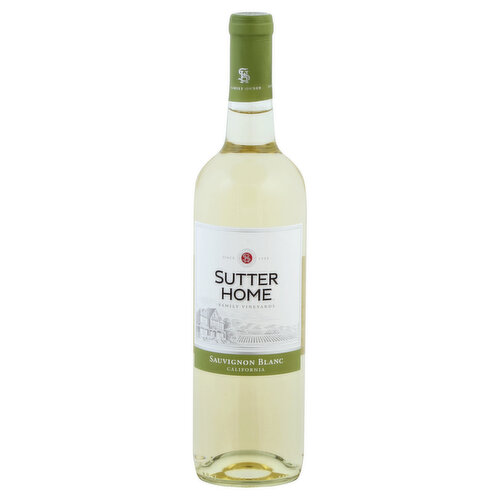 Family owned in California. Since 1948. Flavor Profile: Medium dry. At Sutter Home, we've been bringing people together since 1948. Raise a glass to friends and family with our elegant Sauvignon Blanc. Zesty citrus aromas give way to juicy melon flavors, delicate grassy notes and a crisp, vibrant finish. Share good times. Sutter Home. Drink responsibly. Drive responsibly. www.sutterhome.com. Alc. 13.5% by vol. Vinted & bottled by Sutter Home Winery, Inc., Napa and Lodi, CA.