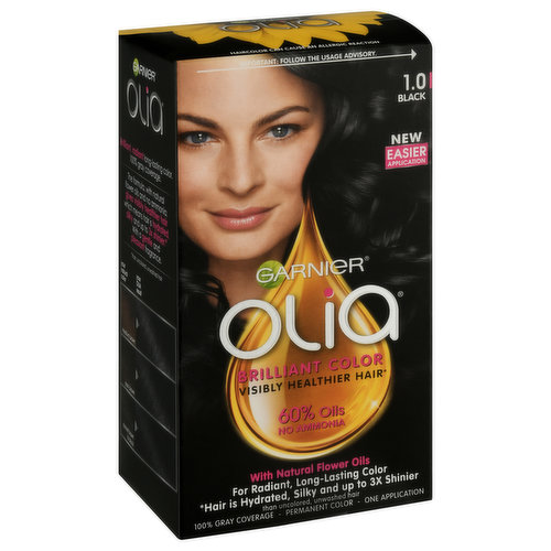 Olia Permanent Hair Color, Black 1.0, Brilliant Color