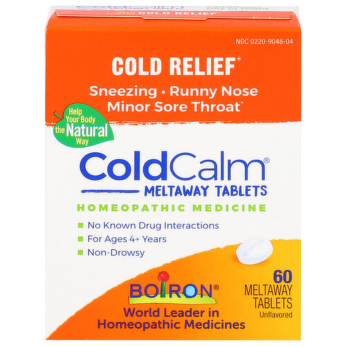 Boiron ColdCalm Cold Relief, Homeopathic, Unflavored, Meltaway Tablets