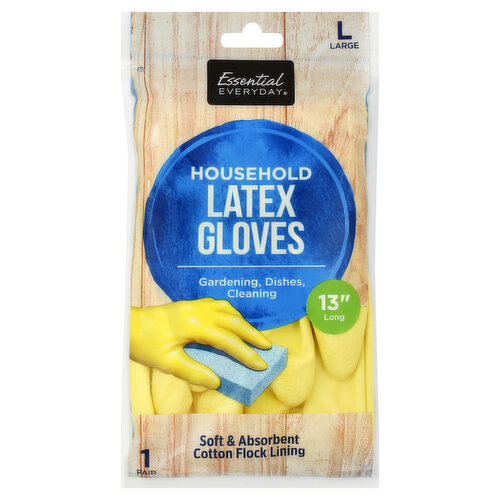 Essential Everyday Latex Gloves, Household, Large