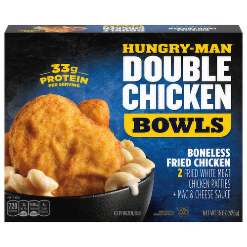 Cook as directed. So hearty - you need a knife. White meat chicken. Creamy white cheddar mac & cheese.