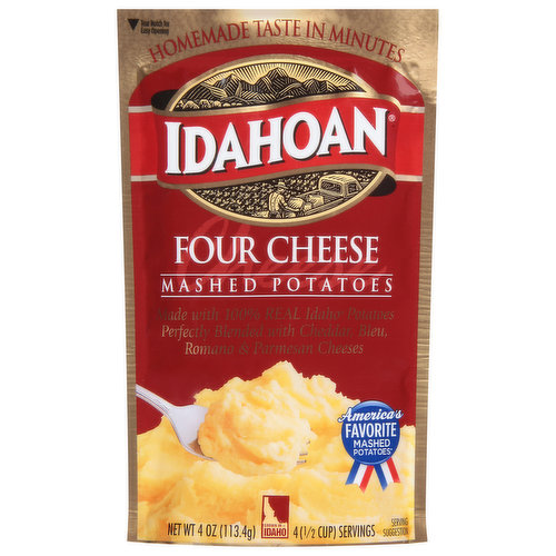 Made with 100% real Idaho potatoes perfectly blended with cheddar, bleu, romano & parmesan cheeses. Homemade taste in minutes.