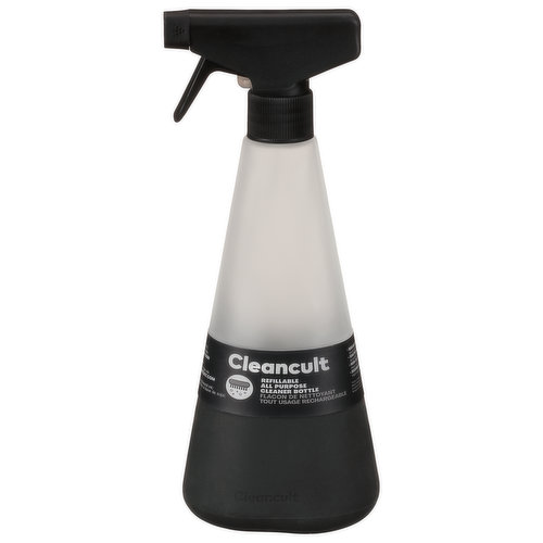 Cleancult All Purpose Cleaner Bottle, Refillable, Matte Black, 16 Ounce