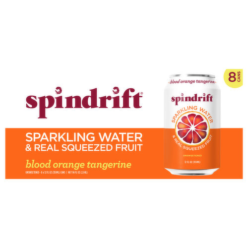 Spindrift Sparkling Water, Blood Orange Tangerine, Unsweetened