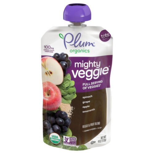 Plum Organics Mighty Veggie Plum Organics® Mighty Veggie® Veggie & Fruit Blend - Spinach, Grape, Apple & Amaranth 4oz Pouch