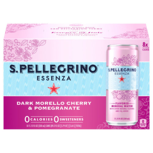 S.Pellegrino Essenza Mineral Water, Dark Morello Cherry & Pomegranate Flavored