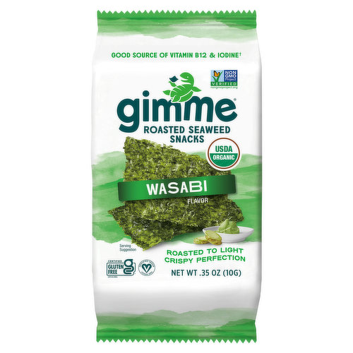 gimMe Seaweed Snacks, Organic, Roasted, Wasabi Flavor