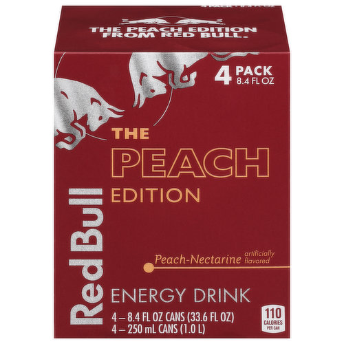 Red Bull The Peach Edition Energy Drink, Peach-Nectarine, 4 Pack