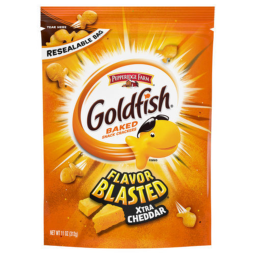 Goldfish Flavor Blasted Baked Snack Crackers, Xtra Cheddar