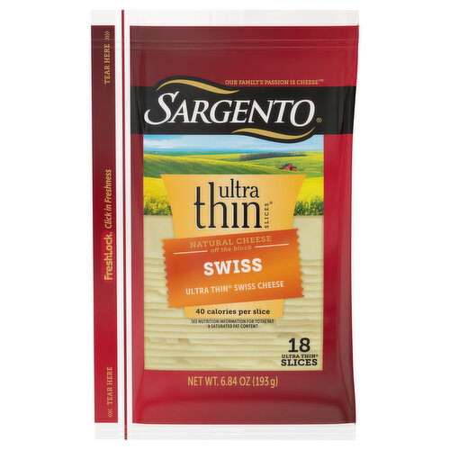 Sargento Ultra Thin Cheese Slices, Natural, Swiss