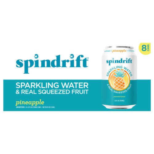 Spindrift Sparkling Water, Pineapple, Unsweetened