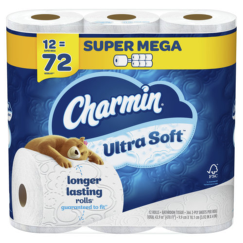 Charmin Essentials Soft Bathroom Tissue, Mega, 2-Ply