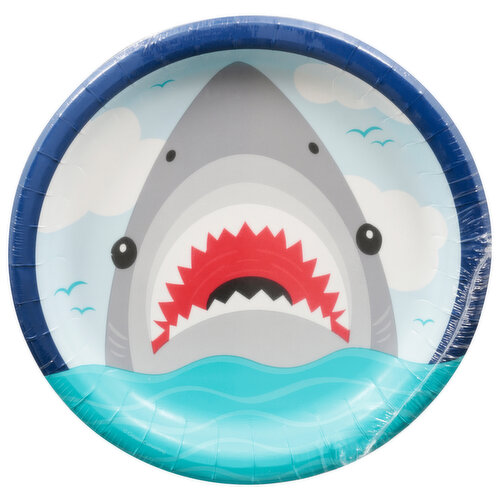 Party Creations Plates, Shark Party, 8-3/4 Inch