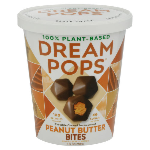 Dream Pops Frozen Dessert, Chocolate-Covered, Peanut Butter Bites