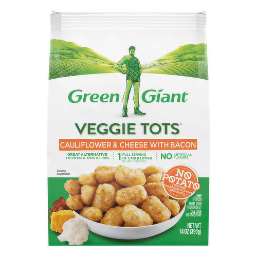 Green Giant Veggie Tots, Cauliflower & Cheese with Bacon