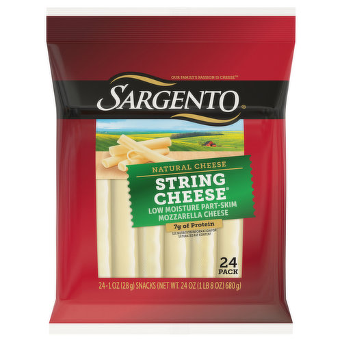 Sargento String Cheese, Low-Moisture, Mozzarella, Part-Skim, Natural