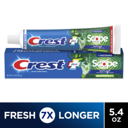 Crest Whitening Plus Scope Whitening Plus Scope Outlast Toothpaste, Long Lasting Mint, 5.4 oz