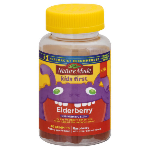 Nature Made Kids First Elderberry, 50 mg, Gummies, Raspberry