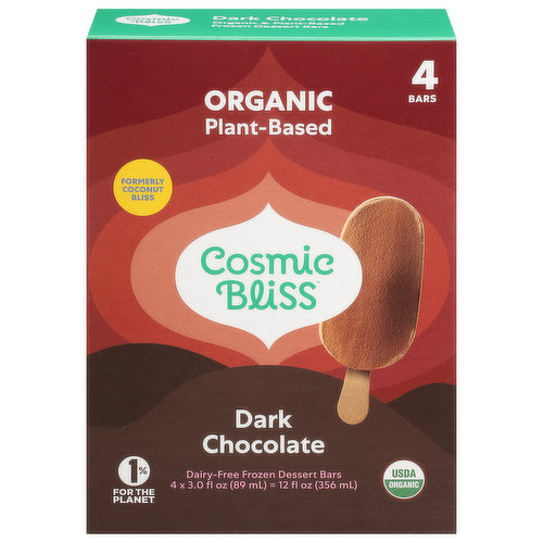 Cosmic Bliss Frozen Dessert Bars, Dairy-Free, Organic, Dark Chocolate