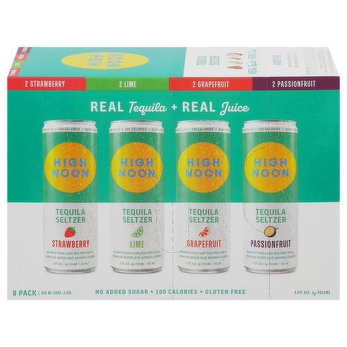 High Noon Tequila Seltzer, Variety Pack, 8 Pack