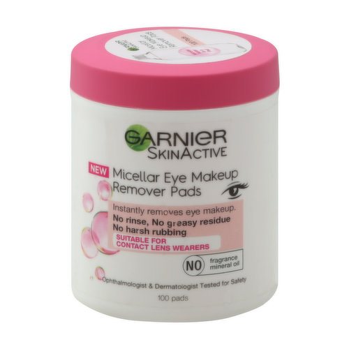 Garnier Skin Active Eye Makeup Remover, Micellar, Pads