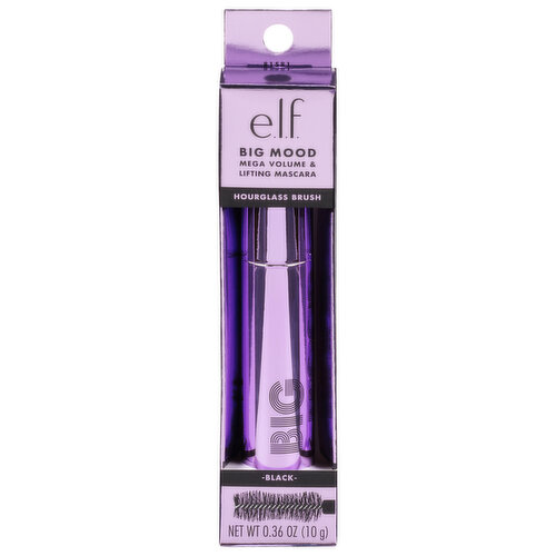 e.l.f. Mascara, Big Mood, Hourglass Brush, Black, 81581