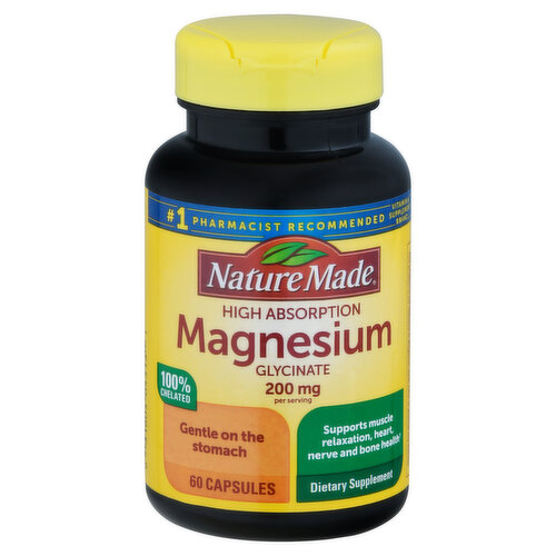 Nature Made Magnesium Glycinate, High Absorption, 200 mg, Capsules