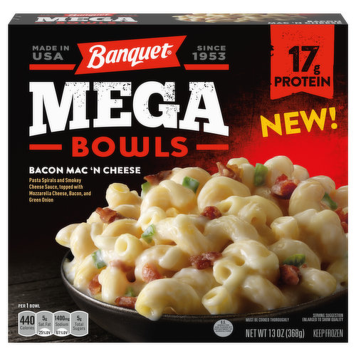 Banquet Mega Bowls Mega Bowls Bacon Mac n' Cheese, Frozen