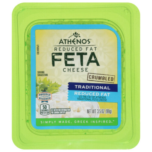Athenos Crumbled Cheese, Reduced Fat, Feta, Traditional