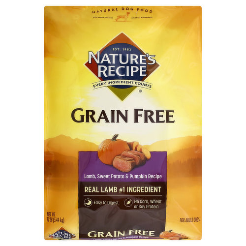 Nature's Recipe Dog Food, Grain Free, Lamb, Sweet Potato & Pumpkin Recipe, Adult