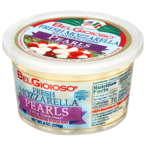 BelGioioso Fresh Mozzarella Cheese Ball, Specialty Soft Cheese,  Refrigerated 8 oz Plastic Wrapping 