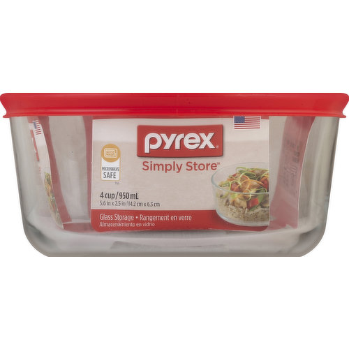 Pyrex Simply Store Glass Bakeware, Round, Dishwasher Safe, 2 Cup