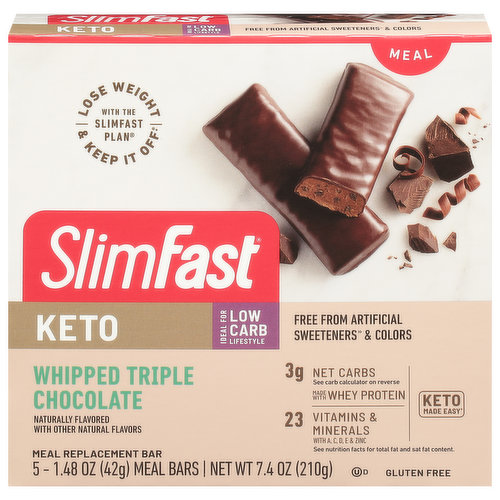 SlimFast Keto Meal Replacement Bar, Whipped Triple Chocolate