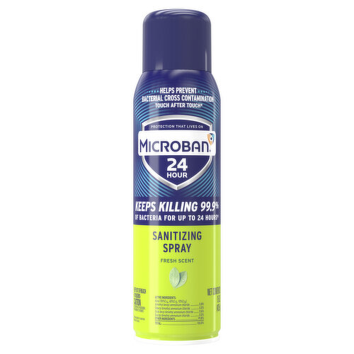 Microban Microban 24 Hour Sanitizing Spray, Fresh Scent, 15 oz