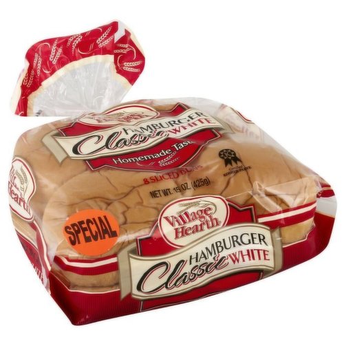 Village Hearth Classic White Hamburger Bun