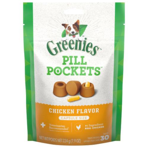 Greenies Pill Pockets Treats for Dogs, Chicken Flavor, Capsule Size